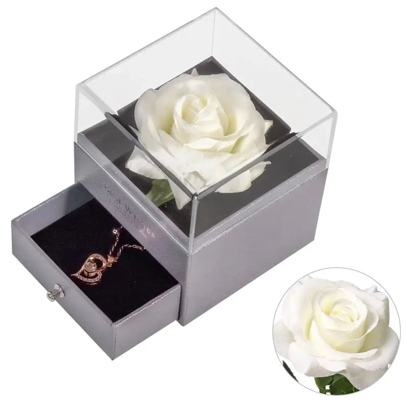 Forever Rose in Jewelry Box - White Silk - toys
