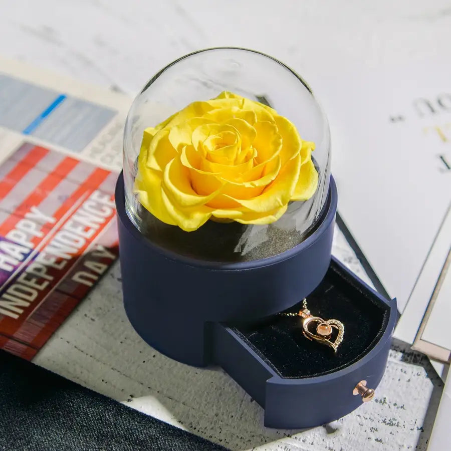Forever Rose in Jewelry Box - Yellow Round - toys