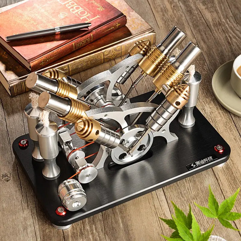 Four-cylinder Stirling engine model - Black - toys