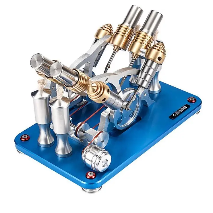 Four-cylinder Stirling engine model - Blue - toys