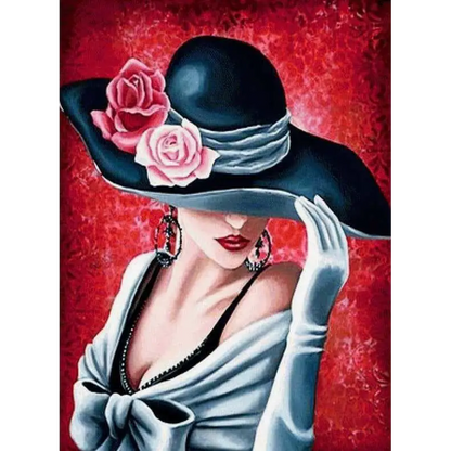 Girl in a hat - paintings drawings by numbers - 9910573 /