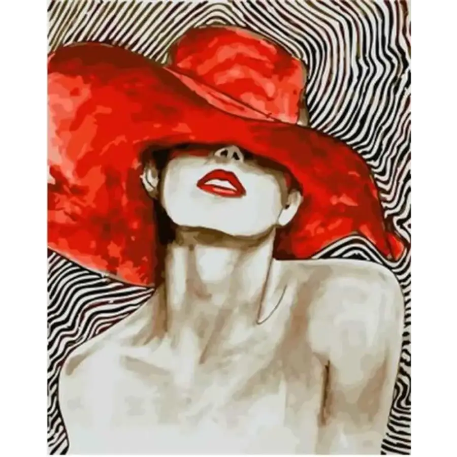Girls in a hat - paintings drawing by numbers - 997637 /