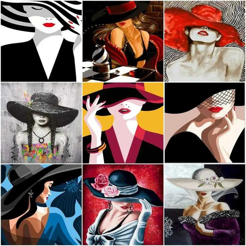 Girls in a hat - paintings drawing by numbers - toys