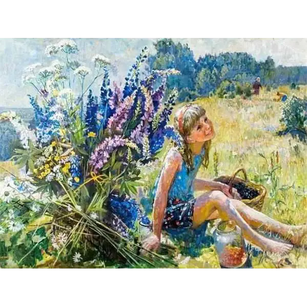 Girls in the garden - paintings drawings by numbers -