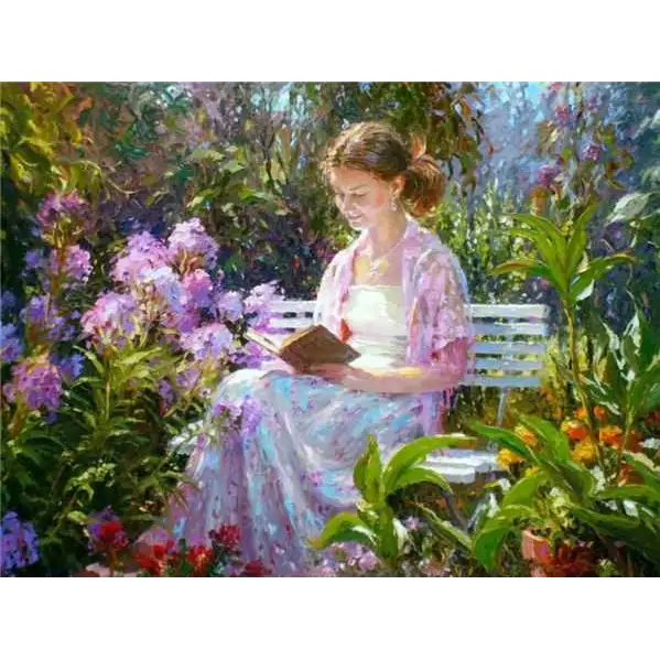 Girls in the garden - paintings drawings by numbers -