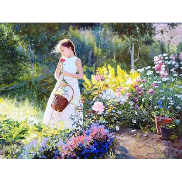 Girls in the garden - paintings drawings by numbers -