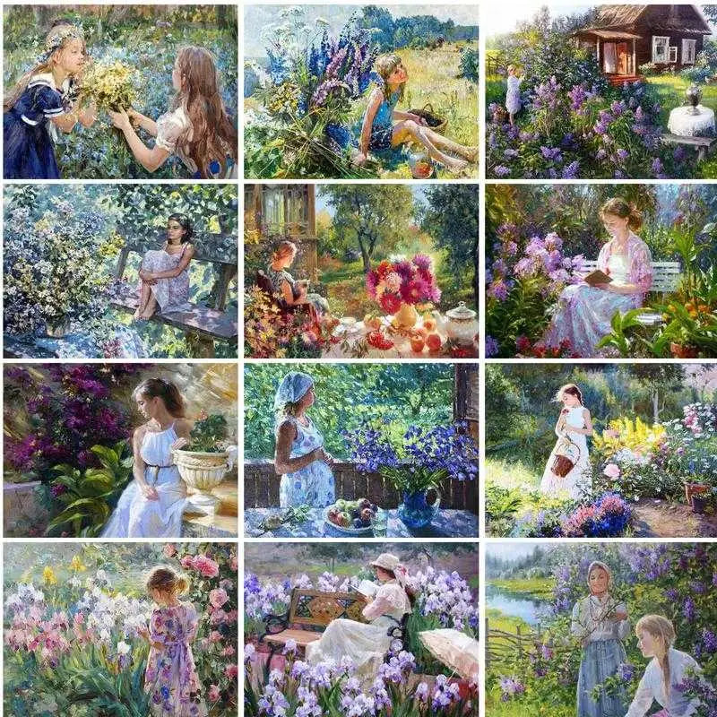 Girls in the garden - paintings drawings by numbers - toys