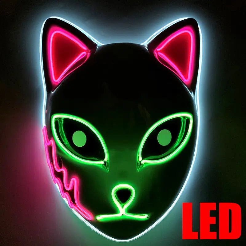 Halloween LED Mask Glowing Cat - Light Green Pink - toys