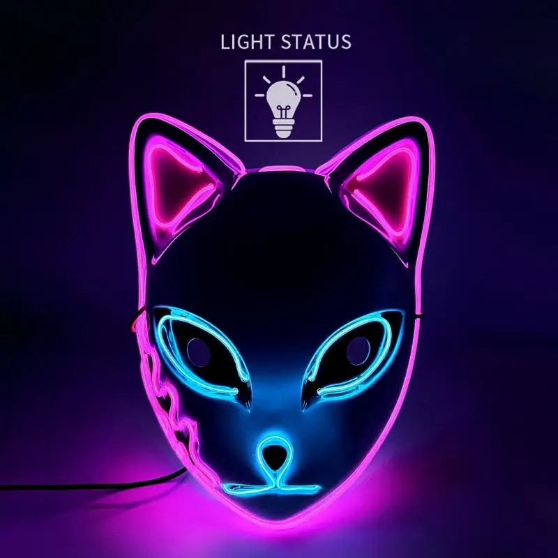 Halloween LED Mask Glowing Cat - Light Pink Blue - toys
