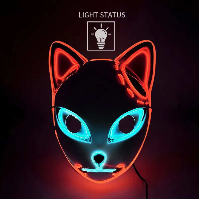 Halloween LED Mask Glowing Cat - Light Red Blue - toys