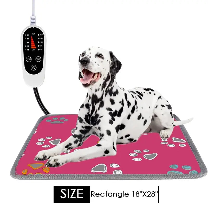 Heated mats for pets - Rectangle -rosered / 220V EU Plug -