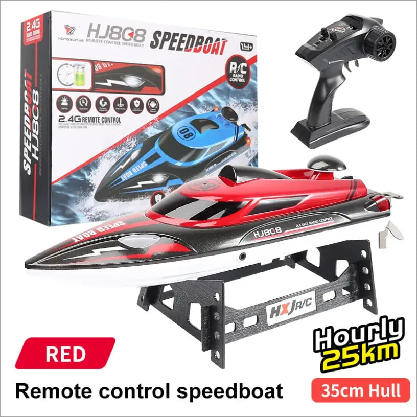 High-speed boat with remote control - Red 1 Battery - toys