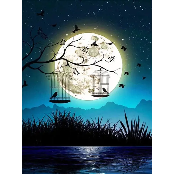 Landscape and Moon - paintings drawings by numbers - 9916778