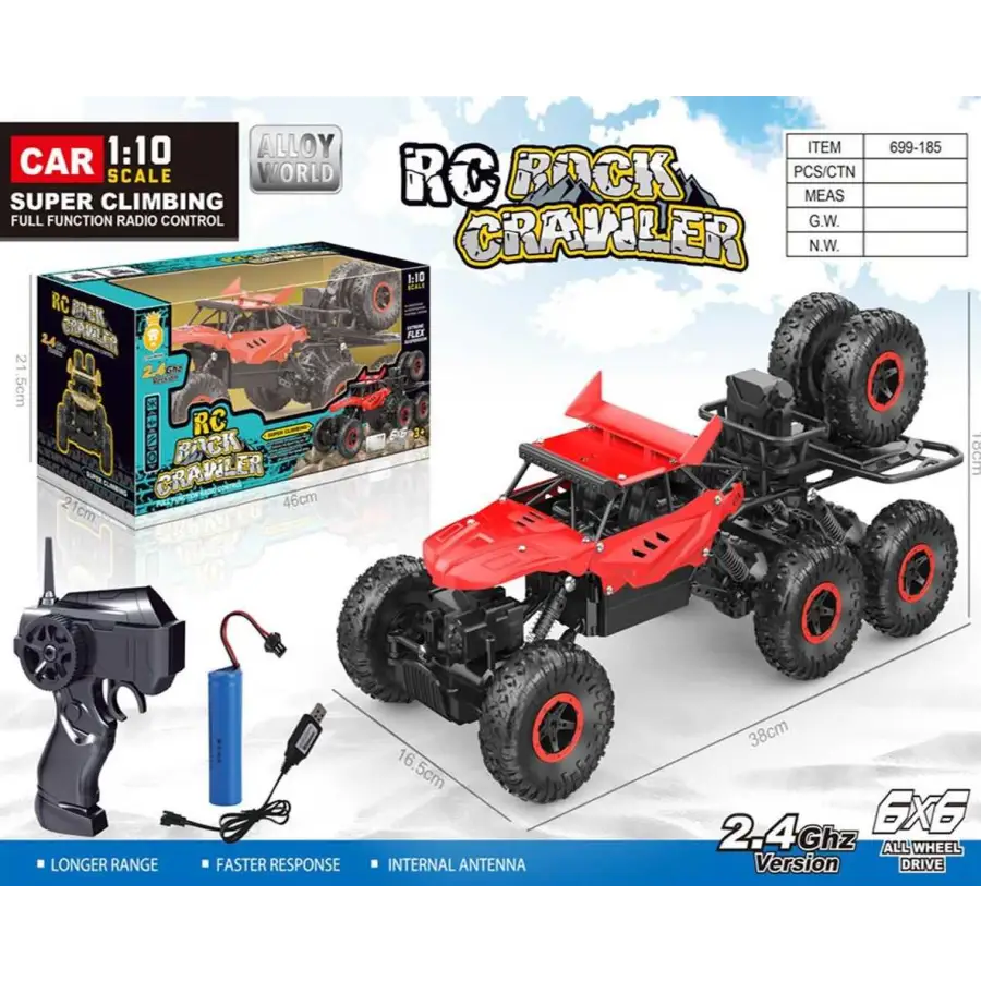 Large 6 x buggy with remote control - Red - toys