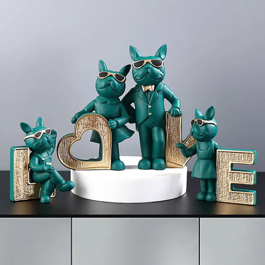 Love French Bulldog Family Sculpture (Set of 4pcs) - toys