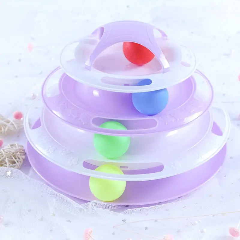 Multi-level toy for cats - 4 Levels w purple - toys