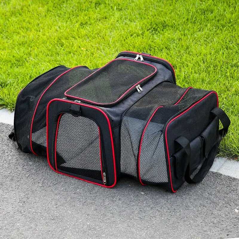New Style Folding Pet Carrier - black red / S 40x25x25cm 4kg