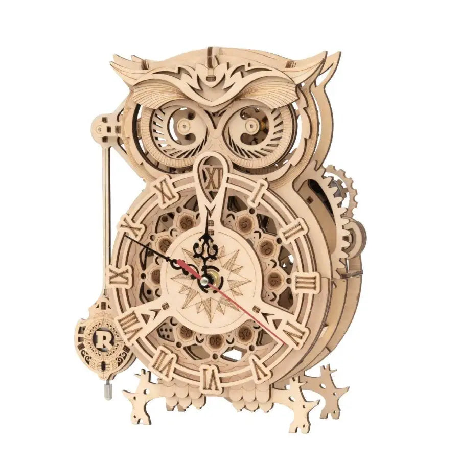 Owl clock model building kit - 3D wooden puzzle - LK503