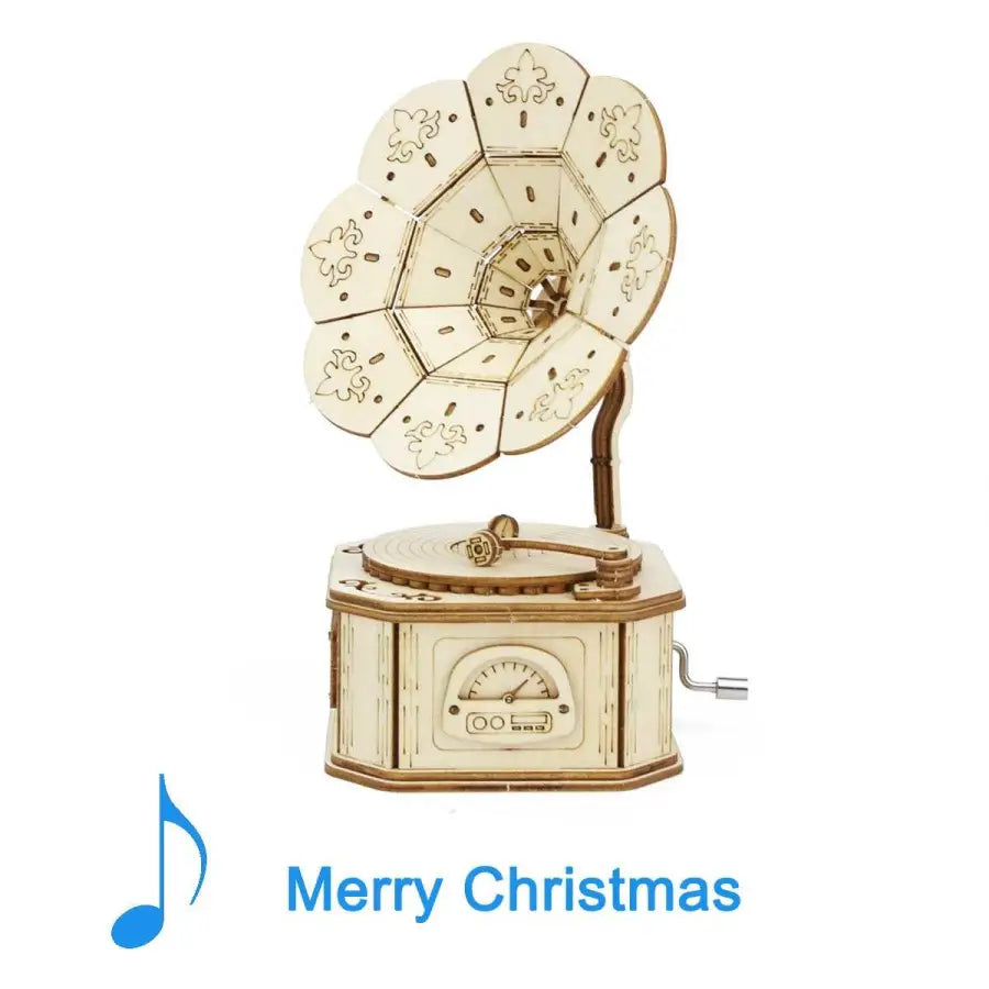 Phonograph musician - 3D wooden puzzle - Merry Christmas -