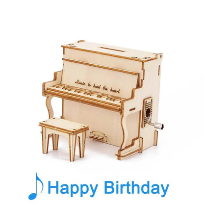 Piano hand music box - 3D wooden puzzle - Happy Birthday -