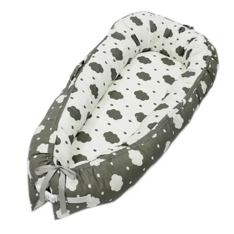 Portable Baby Nest - grey clouds - toys