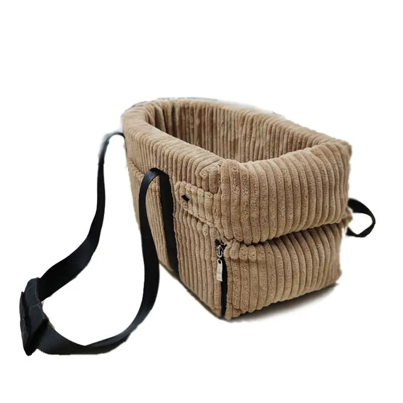 Portable Dog Car Seat - Khaki velvet - toys