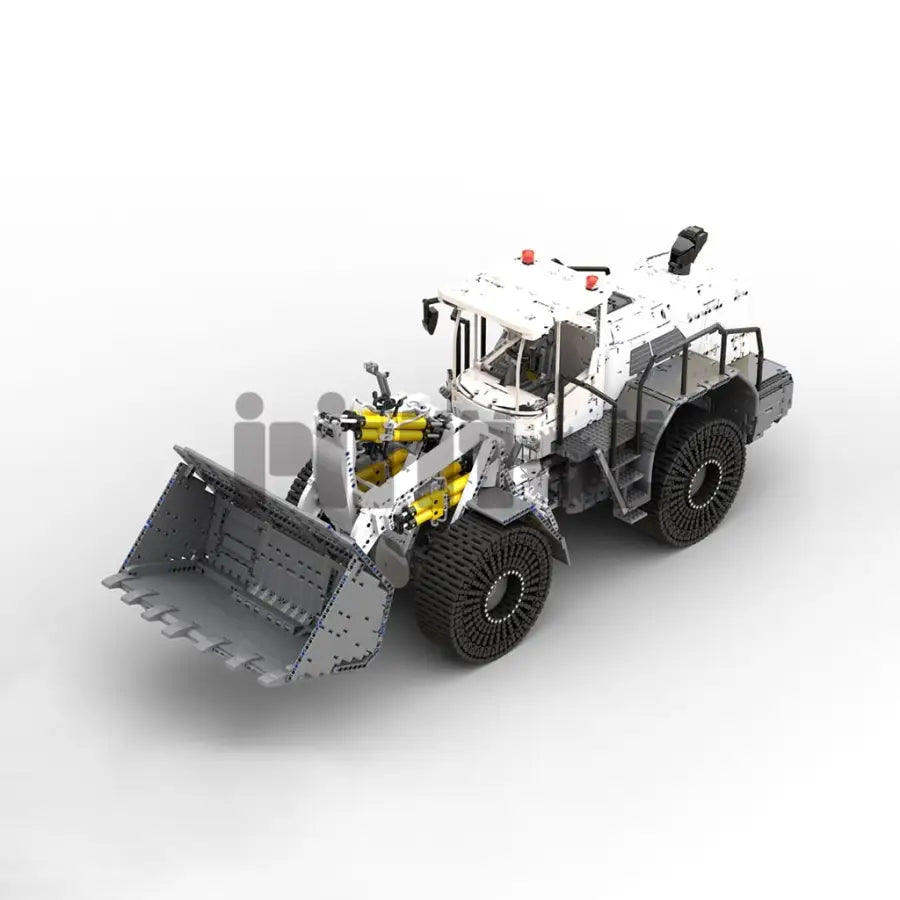 RC Bulldozer Liebherr L586 - white / building blocks - toys