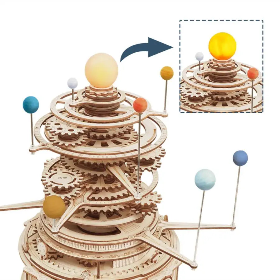Rotatable mechanical orrery - 3D wooden puzzle - toys