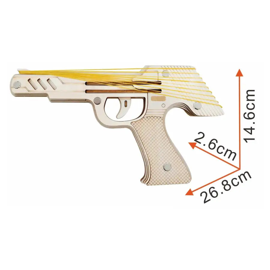 Rubber band gun (with 50+ rubber bands) - 3D wooden puzzle -