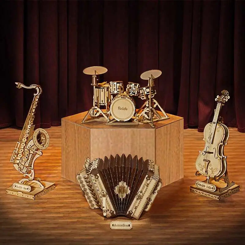 Saxophone Drum kit Accordion Cello - 3D wooden puzzle - toys