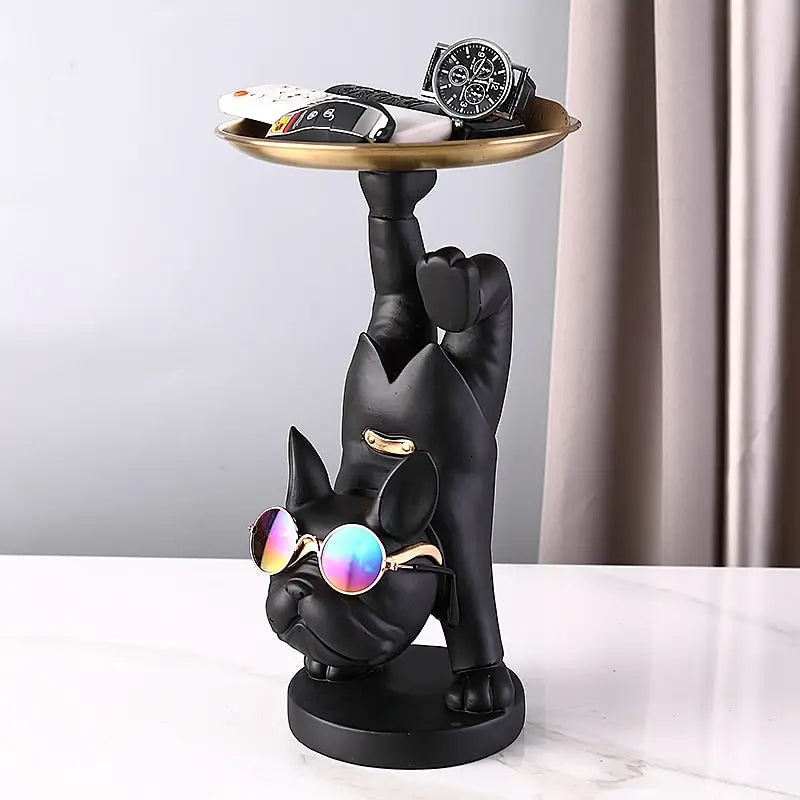 Sculpture of a French Bulldog in handstand - black - toys