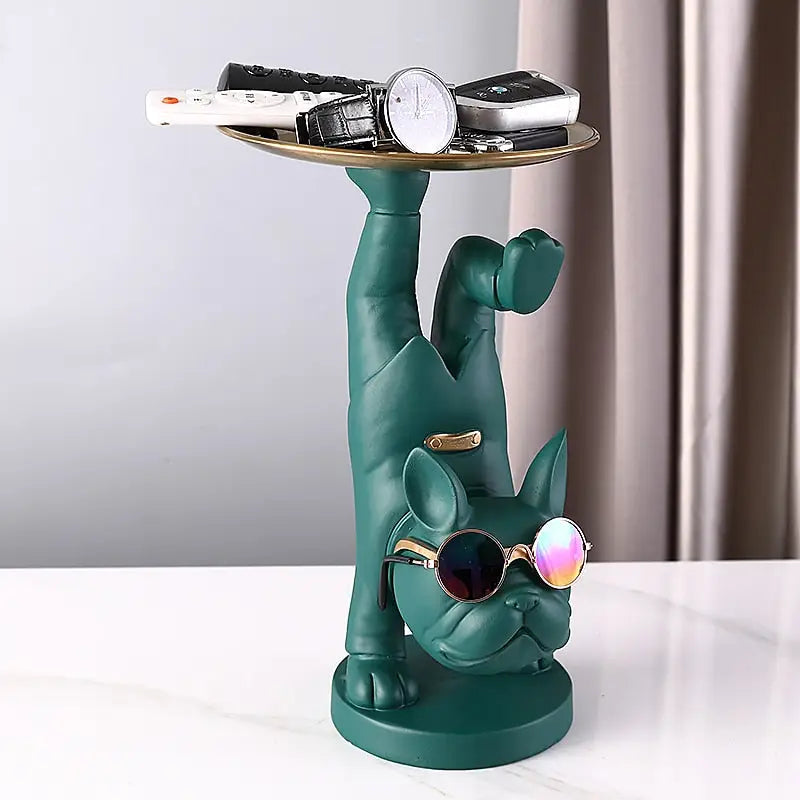 Sculpture of a French Bulldog in handstand - green - toys