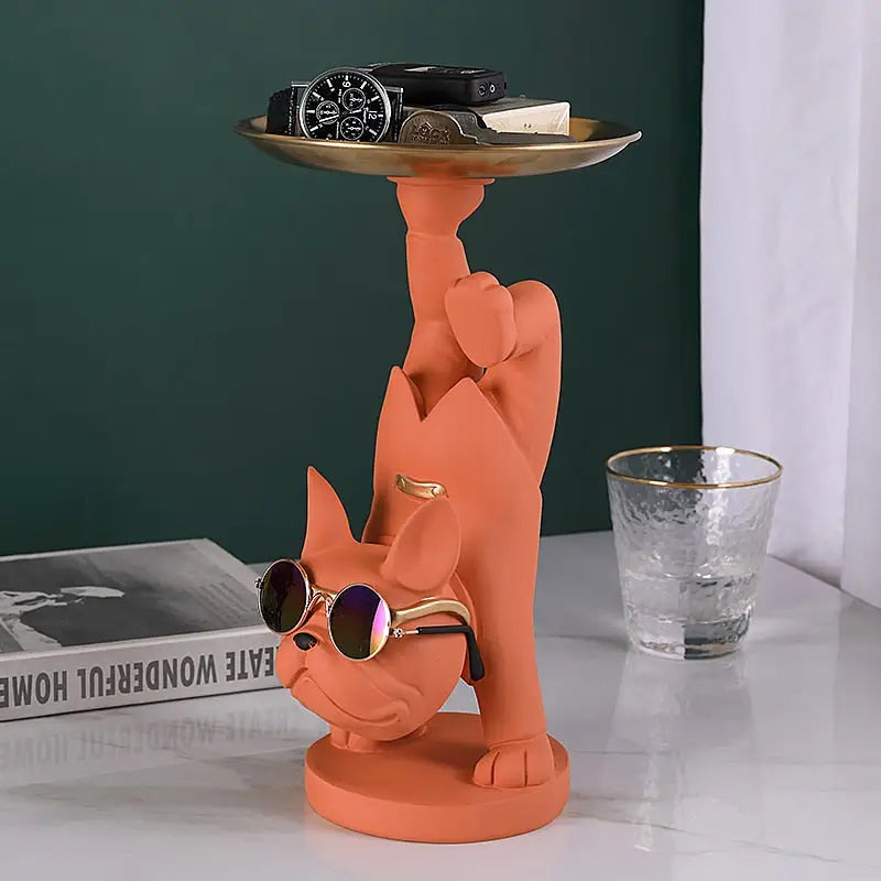 Sculpture of a French Bulldog in handstand - orange - toys