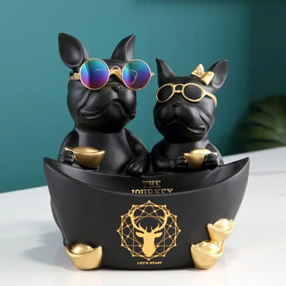 Sculpture of bulldogs for storage small items - Black - toys