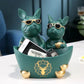 Sculpture of bulldogs for storage small items - Green - toys