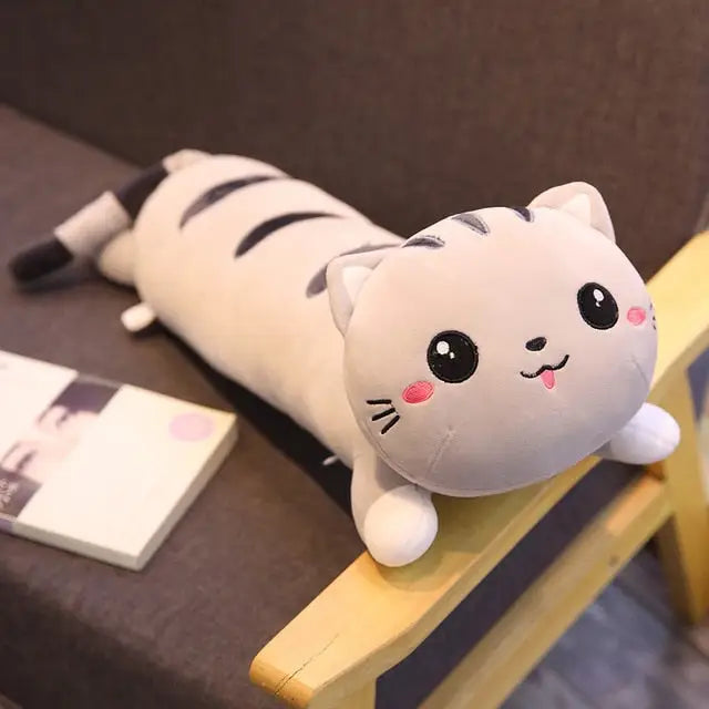 Soft plush cat - 50cm / grey lying - Toys & Games
