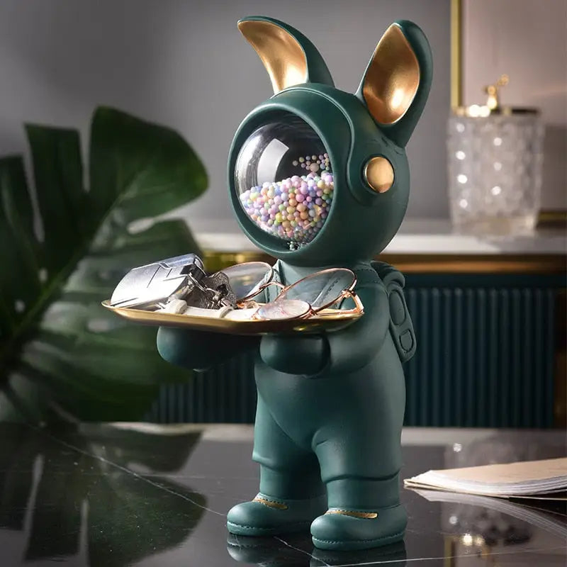 Space Rabbit Butler Statue - dark blue - toys