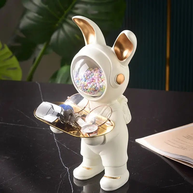 Space Rabbit Butler Statue - Rice white - toys