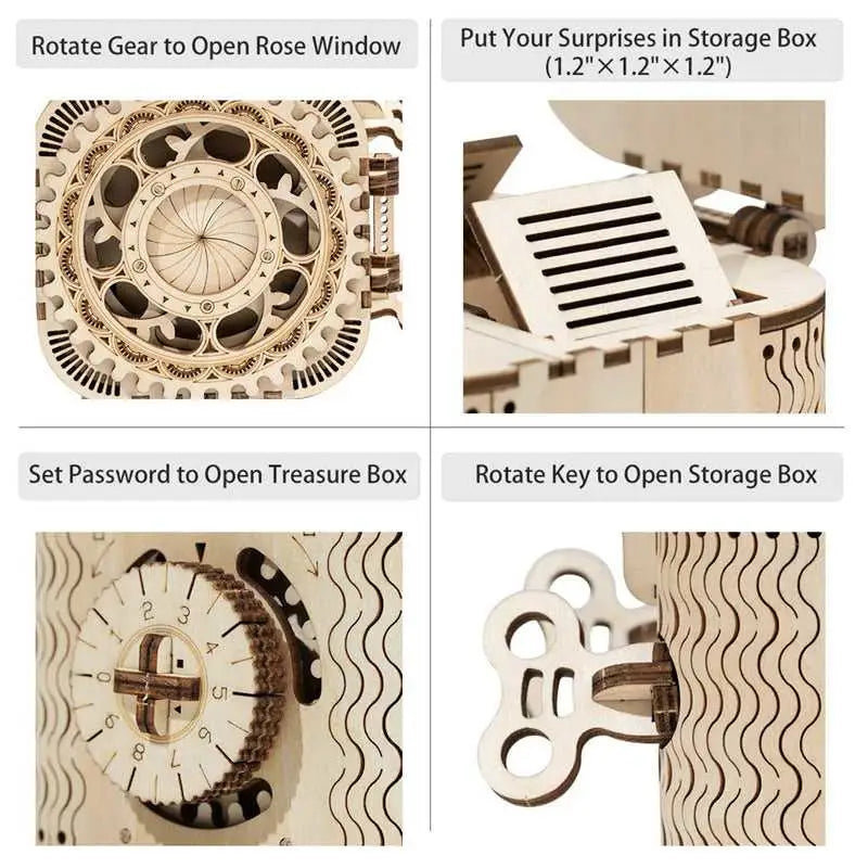 Storage box password treasure - 3D wooden puzzle for