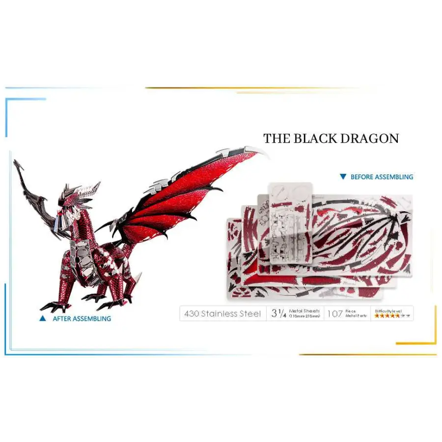 The Black Dragon - 3D metal puzzle for children and adults
