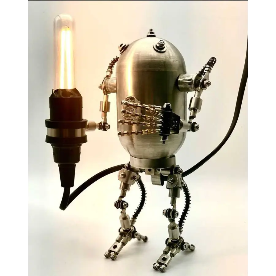 The Iron Little Steampunk Robot with LED String Lights -
