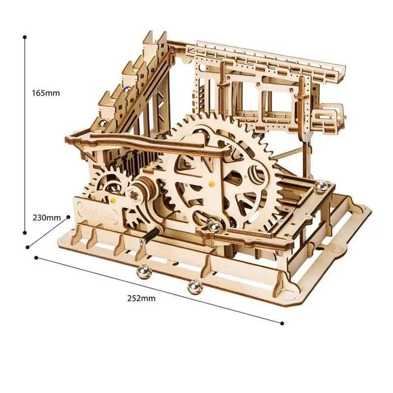 Waterwheel coaster cog lift tower - 3D wooden puzzle - LG502