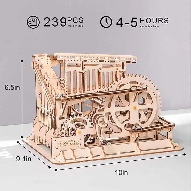 Waterwheel coaster cog lift tower - 3D wooden puzzle - toys