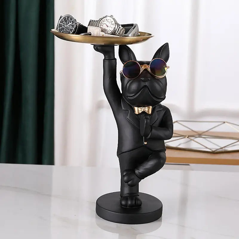 Yoga Bulldog Storage Statue - Black stand - toys